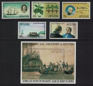 Aitutaki Bicentenary of Discovery by Captain Bligh 5v+MS 1989 MNH SG#MS601