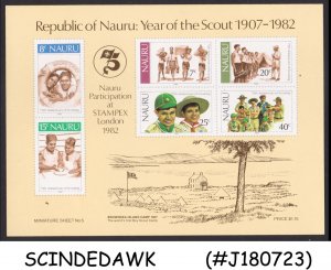 NAURU - 1982 YEAR OF THE SCOUT / STAMPEX LONDON - MIN. SHEET MINT NH