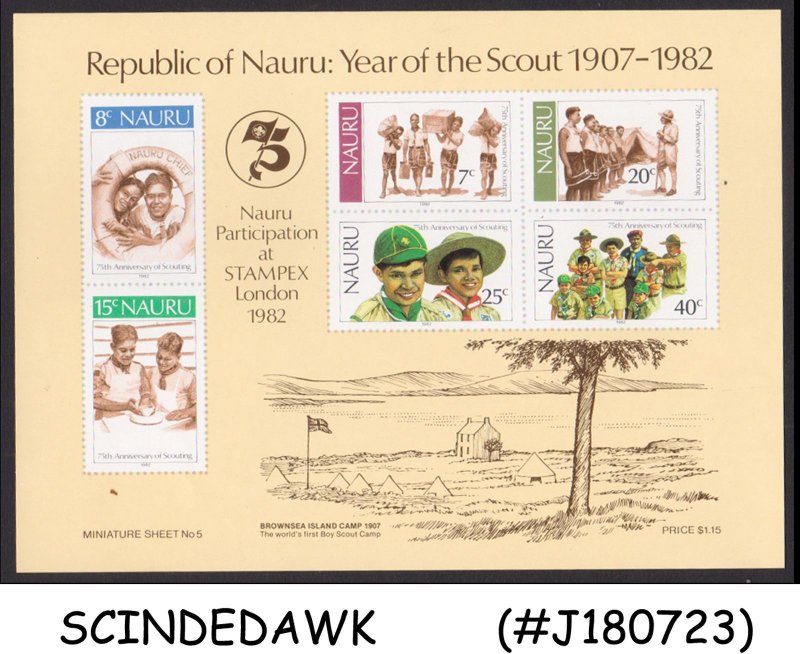 NAURU - 1982 YEAR OF THE SCOUT / STAMPEX LONDON - MIN. SHEET MINT NH