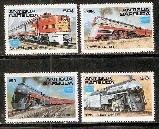 Antigua & Barbuda 1986 American Trains Locomotive Railway Sc 934-37 4v MNH # ...