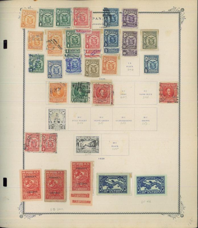 1878-1956 Panama Postage Stamp Collection on Album Pages Catalog Value $753