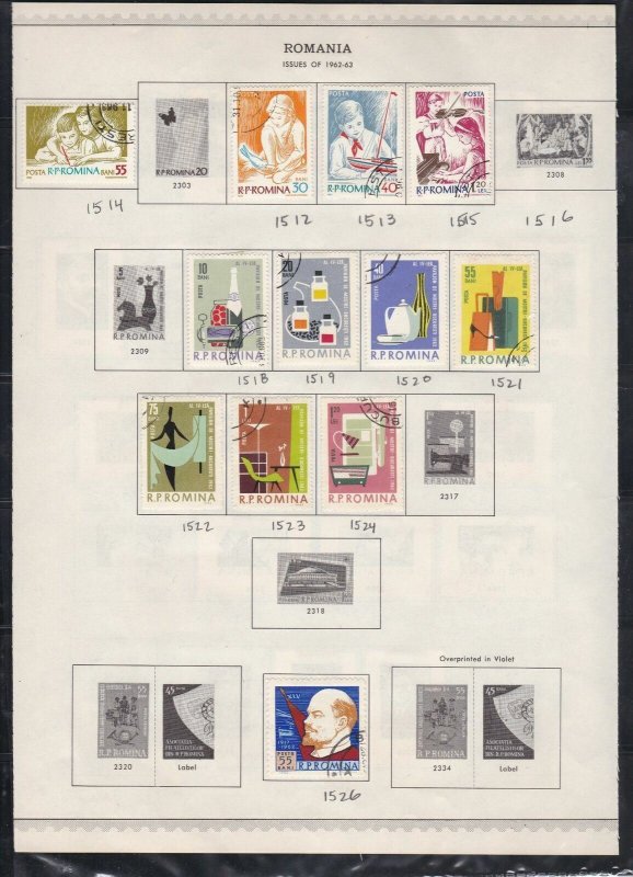 romania issues of 1962/63 stamps page ref 18284