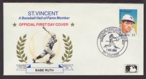 Saint Vincent 1131 Babe Ruth 1988 U/A FDC