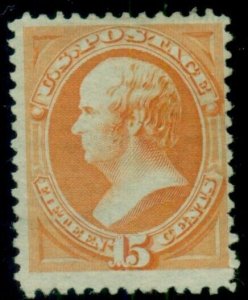 US #163, 15¢ yellow orange, unused no gum, scarce stamp, F/VF, Miller cert