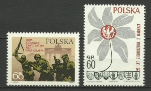 Poland 1970 MNH Stamps Scott 1736-1737 Second World War II Victory Soldiers P