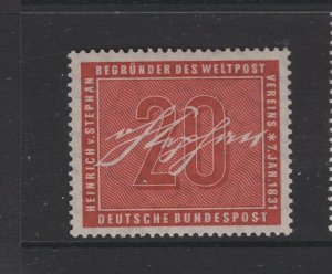 Germany #738  (1956 von Stephan UPU issue) VFMNH CV $6.00