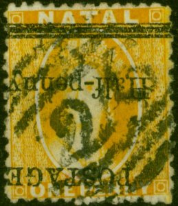 Natal 1877 1/2d on 1d Yellow SG91a Surch Inverted Fine Used Royal Certificate