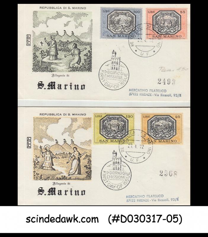 SAN MARINO - 1972 Allegories of San Marino after 16th Century PAINTINGS FDC 2nos