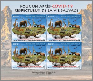 DJIBOUTI 2023 MNH RARE STAMP overprint Wildlife after Covid-19 M/S #159f2