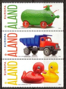 Aland Finland 2010 Toys Plasto Cars Birds Ducks Trains Strip Mi.327/9 MNH