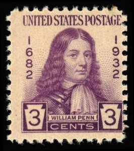 US Sc 724 MNH - 1932 3¢ - William Penn at Age 22 - See Scan