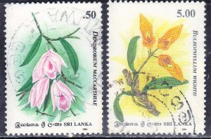 SRI LANKA SC# 1122+1124 *USED*  FLOWERS 1994    SEE SCAN