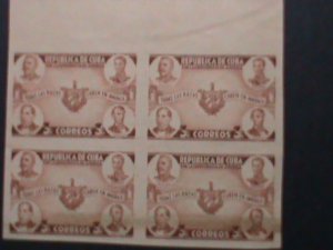​CUBA-1942-SC#369 80 YEARS OLD- WORLD FAMOUS PERSONS IMPERF-MNH BLOCK -VF