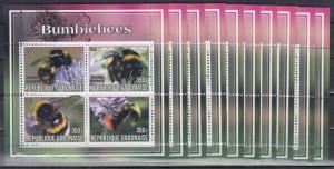10x Animals Nature Bees Bumblebees perf Private Local issue - Wholesale not MNH