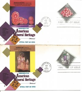 US Scott #1538-41, First Day Covers 6/13/74 Lincoln Single Mineral