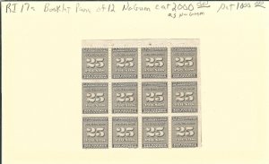 Sc #RI17a, 25 lb Potato Tax Stamp, Booklet Pane/12, MNG (48421)