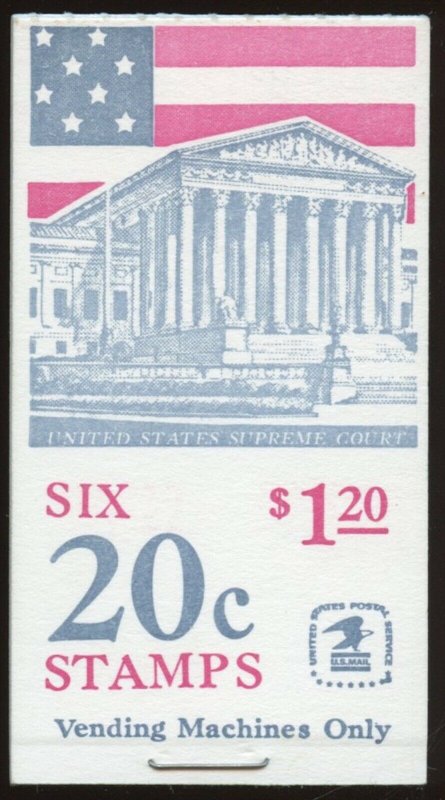 U S. Sc# BK139 (Furman #B154a) Vending Machine Booklet. 6@20¢ = $1.20 Face Value