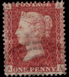 GB QV SG44, 1d lake-red PLATE 199, FINE USED. AA