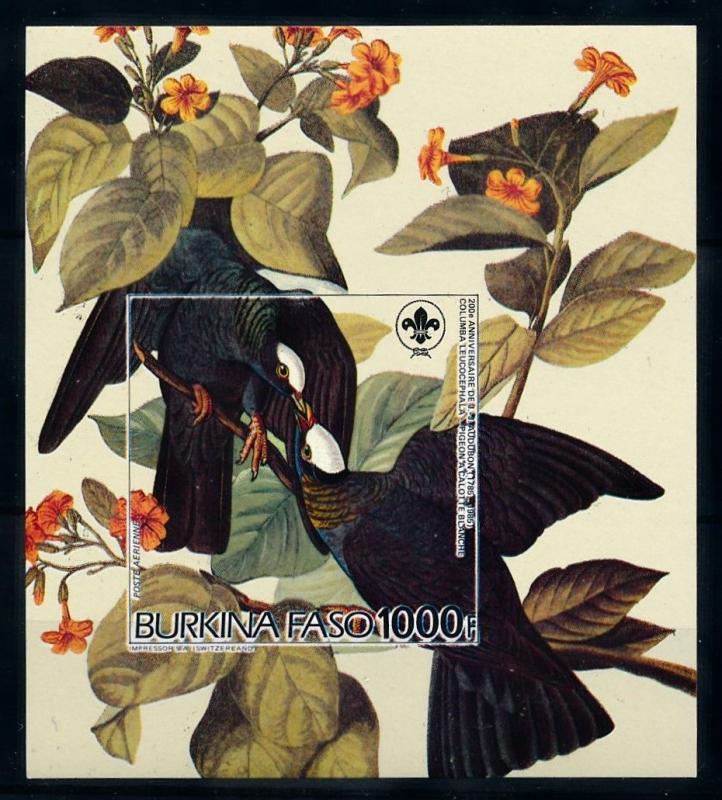 [93786] Burkina Faso 1985 Birds Vögel Audubon Scouting Imperf. Sheet MNH