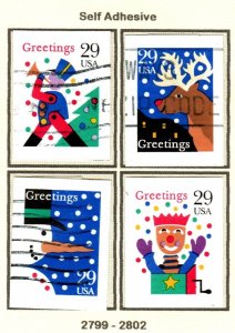 SC# 2795-98 - Christmas '93 - Complete set of 4, perf 11x10 - from album