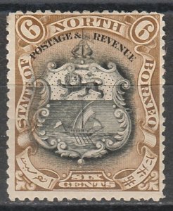 NORTH BORNEO 1897 ARMS 6C PERF 13.5-14