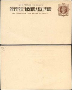 British Bechuanaland O/P on QV 1d Brown Foreign Postcard Mint