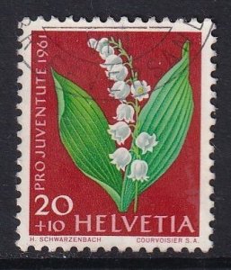Switzerland  #B310  used 1961  pro juventute  lily of the valley 20c