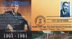 2001 FDC, #3501, 34c Roy Wilkins, Oznum 2 of 2