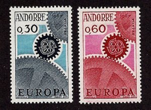 Andorra-Fr Admin-1967-SC 174-175-LH-Common Dsgn-Europa