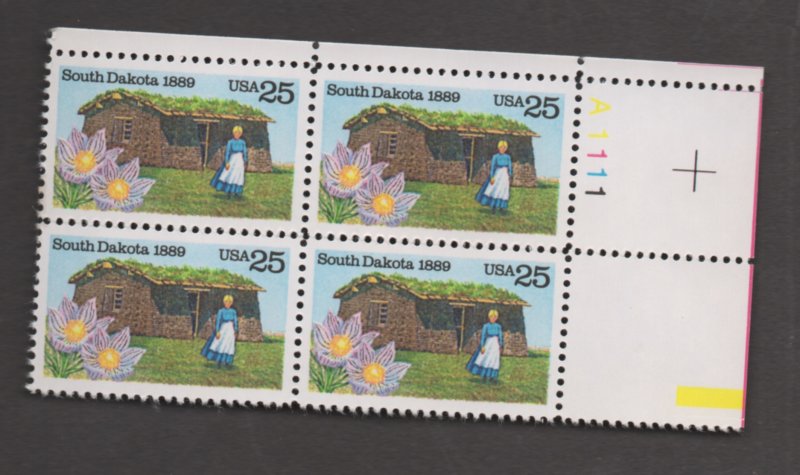 Scott # 2416 unused NH Plate Block of 4 South Dakota