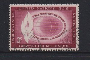 United Nations New York   #47 used  1956  flame and globe 3c