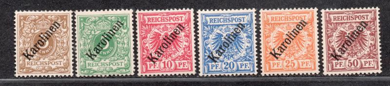 **German Col Caroline Is, SC# 1a-6a MH VF Compl Set, 3a RG, 4a MNH CV $4065.00