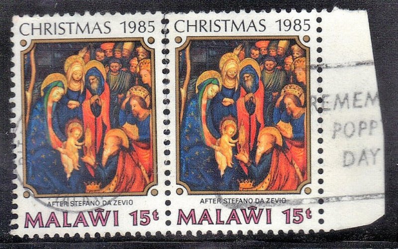 MALAWI   SC# 475  USED 1985  15t  CHRISTMAS  PAIR  SEE SCAN