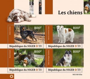 Niger - 2019 Dogs on Stamps - 4 Stamp Sheet - NIG190105a
