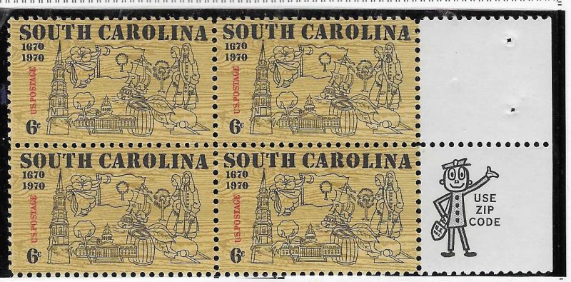 US#1407 6c South Carolina ZIP Block of 4 (MNH) CV $1.00