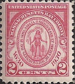 # 682 Mint Never Hinged Carmine Rose Massachusetts Bay Co...