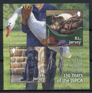 Jersey 2018 MNH JSPCA 150 Years 2v M/S Dogs Cats Swans Birds Stamps