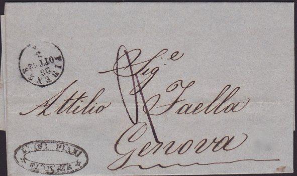 ITALY 1862 folded wrapper FIRENZE to Genoa..................................4776