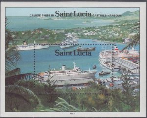 ST LUCIA Sc # 980 CPL MNH SOUVENIR SHEET with CRUISE SHIPS in HARBOUR