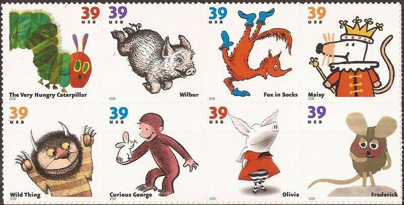 US Stamp - 2006 Children’s Book Animals - 8 Stamp Block #3987-94