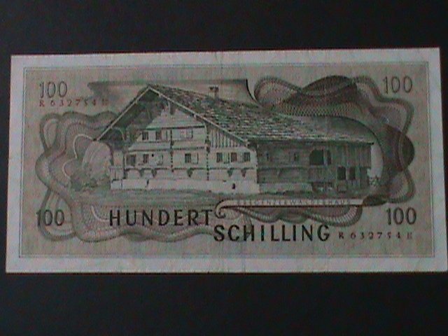 AUSTRIA-1969 AUSTIRAN NATIONAL BANK-$100 SCHILLING-LT-CIRCULATED NOTE VF