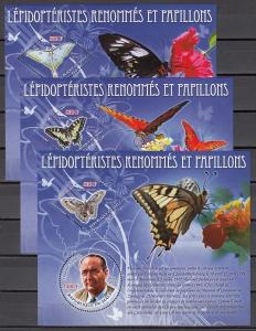 Mali, 2010 issue. Butterflies on 3 s/sheets. ^