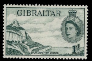 GIBRALTAR QEII SG146, 1d bluish green, M MINT.