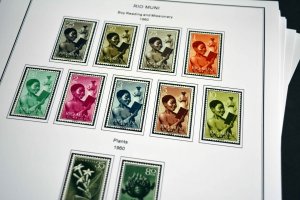 COLOR PRINTED RIO MUNI 1960-1968 STAMP ALBUM PAGES (8 illustrated pages)