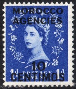 Morocco Agencies #106 1d Queen Elizabeth II: 10 Centimos Overprint (1955) MNH