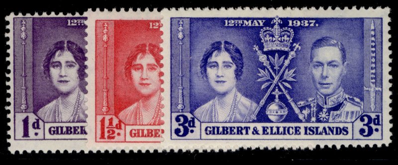 GILBERT AND ELLICE ISLANDS GVI SG40-42, CORONATION set, M MINT.