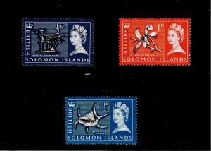 Solomon Islands Scott #128-30, Singles 1965 FVF MH