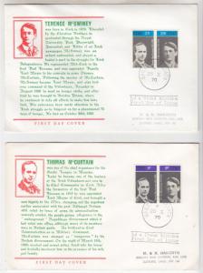 IRELAND, 1970 Irish Patriots set of 4 on 2 fdc's.