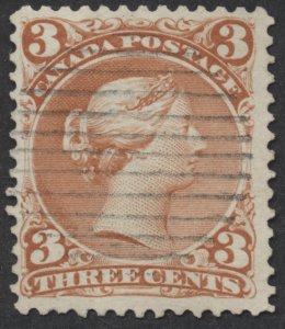 Canada #25 3c Large Queen F-VF Used Light Cancel
