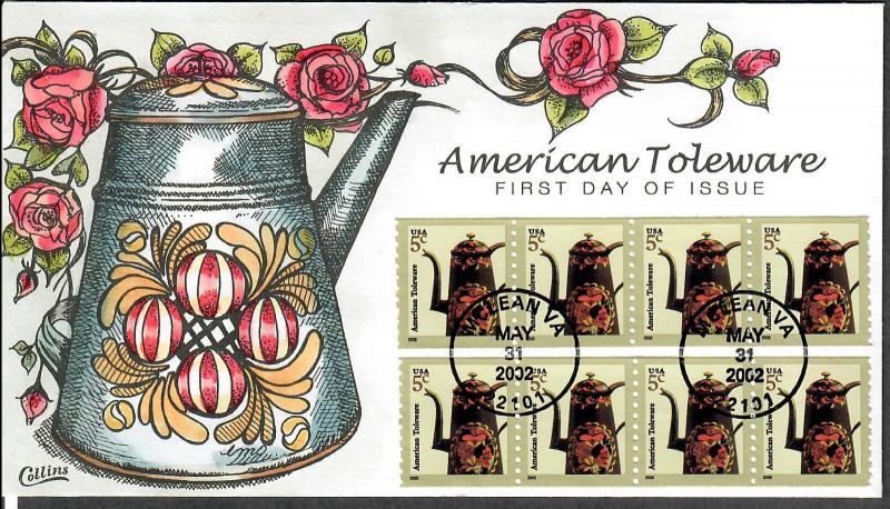 US Collins FDC SC#3612 American Toleware